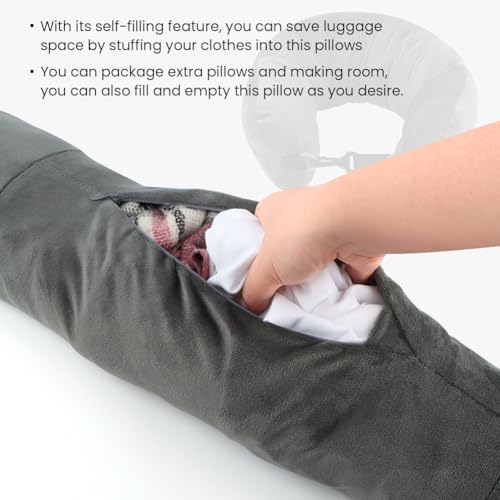 2‑Pack Stuffable Travel Neck Pillow, Velvet Fillable Neck Pillow for Travel