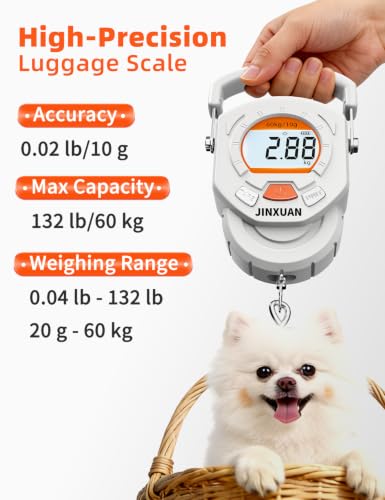 Fishing Scale Luggage Scale 132lb/60kg Digital Fish Scale, Fish Weight Scale with Backlit LCD Display, Luggage Weight Scale with 4 Units, 2 AAA Batteries, Hanging Scale for Fishermen Travelers - style: Battery Powered