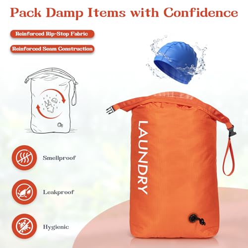 Travel Laundry Bag, Vacuum Compression Dirty Clothes Travel Bag - color: Orange, size: Large