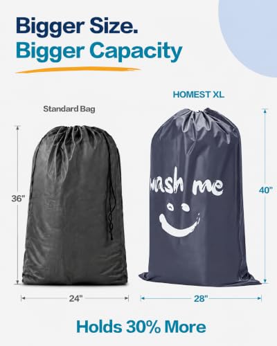 HOMEST 2 Pack XL Wash Me Travel Laundry Bag, Dirty Clothes Organizer, Large Enough to Hold 4 Loads of Laundry, Easy Fit a Laundry Hamper or Basket, Grey - color: (2 Pack - Wash Me) Grey