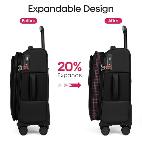 Softside Suitcases w/Wheels 32 Inch Luggage,Expandable 20% - color: Black, size: Checked-Extra Large 32 inch