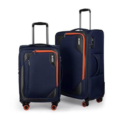 2-Piece(22/28in) Softside Luggage Set w/Front Open Pocket - color: Navy, size: 2-Piece Set (22"/28'')