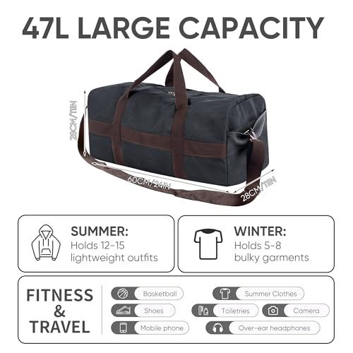 Large Canva Travel Duffle Bag Heavy Duty - color: Dark Grey