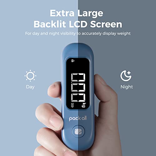 pack all Digital Luggage Scale for Travel, 110Lbs Capacity, 0.1Lb Precision | Handheld, Backlit LCD Display, Lb/Kg/Oz Conversion, Tare Function, Battery Included, Navy - color: Navy