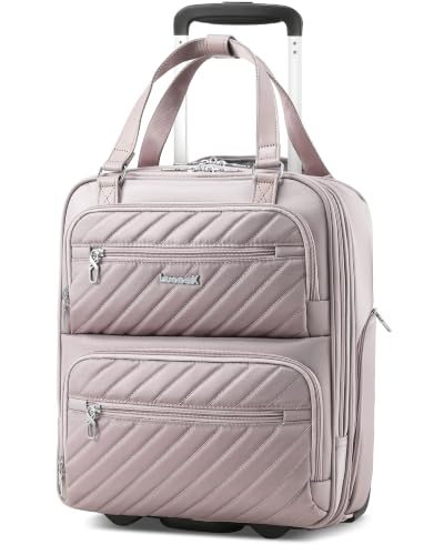 LUGGEX Underseat Carry On Bag, Grey Pink, 16" - color: Grey Pink, size: Underseat 16 inch