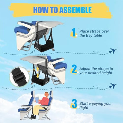 Airplane Foot Fammock, No Collapse Thickened Bamboo Plane Foot Rest Travel - color: 2 Pc Black