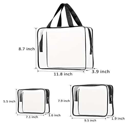 3pcs Crystal Clear Cosmetic Bags TSA Approved Travel Makeup Toiletry Bag - color: 3pcs Black-1 large, 1 medium, 1 small, size: 1 large, 1 medium, 1 small