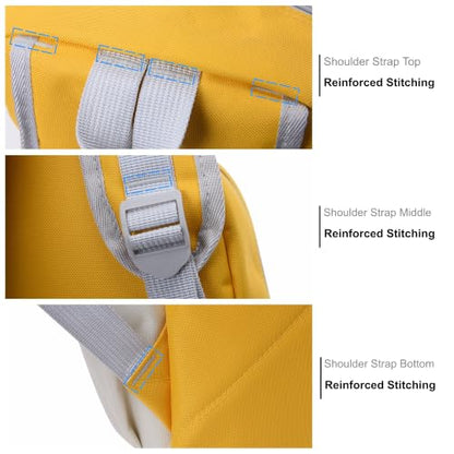 AOTIAN Medium Backpack, Men Women Casual Daypack for College Travel Work - color: Yellow White - 16 Inch