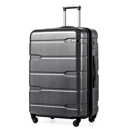Coolife Large Checked Luggage Hardside Suitcase with Spinner Wheels, 28in - color: Charcoal, size: Large Checked(28in)