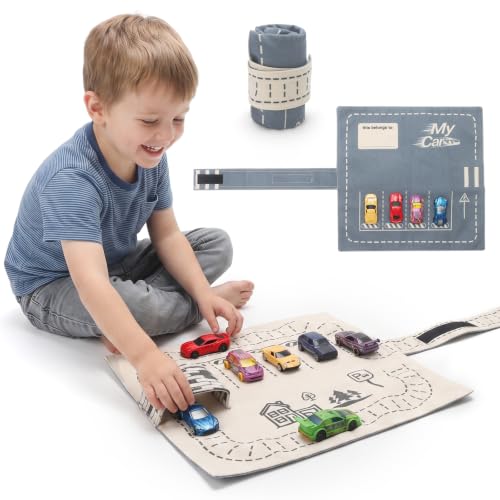 Portable Toy Car Storage Roll and Playmat - Travel Car Carrier Organizer Case - size: S