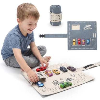 Portable Toy Car Storage Roll and Playmat - Travel Car Carrier Organizer Case - size: S