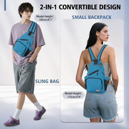 Geestock Convertible Sling Bag Crossbody Backpack for Women Men, Blue - color: Blue, size: Large