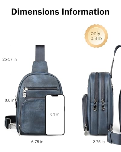 FADEON Sling Bags for Women Crossbody Bag, Designer PU Leather Sling Purse - color: Dark Blue Retro Style, size: Small