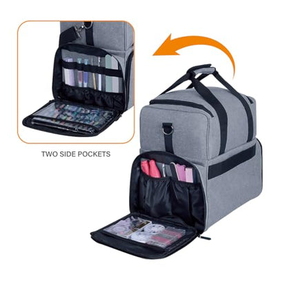 Large Makeup Bag with 3 Removable Case and 2 Removable Dividers,Grey - color: Grey