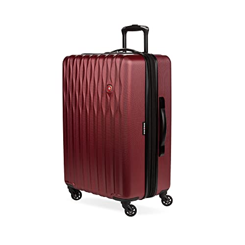 SwissGear 8018 Expandable Luggage, Hard Shell Medium Luggage with Spinner Wheels - color: Wine, size: Checked-Medium 24-Inch