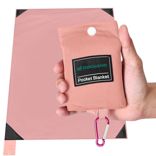 Odoland Sandproof Beach Blanket, Waterproof Portable Mat with Carry Pouch - color: Pink, size: 43.3" x 63"(1-2 People)