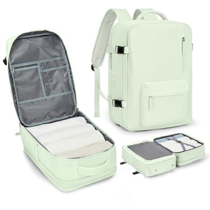WONHOX Large Travel Laptop Backpack Expandable Flight Approved Backpack Carry on Backpack for Women Men Waterproof 17inch Laptop Daypack Hiking Work Backpack with Shoe Compartment Mint Green - color: A7-mintgreen