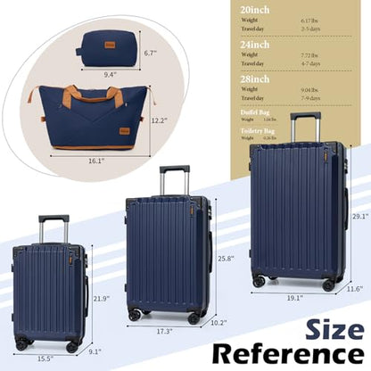 Eeeza Luggage Sets 5 Piece,Lightweight Durable Hardshell,20/24/28 Inch - color: PorscheBlue
