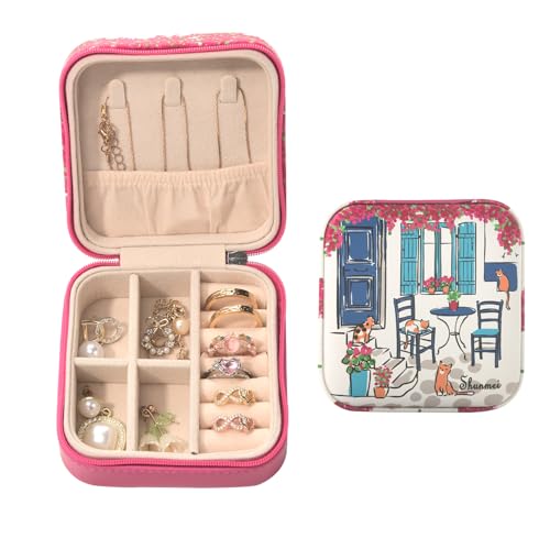 shunmei Mini Travel Jewelry Box, Personalised Pattern, Four Cats - style: Four Cats
