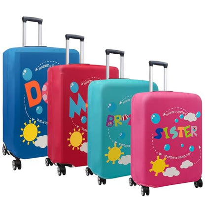 4 Pieces Luggage Covers For Suitcase Tsa Approved, 20" 24" 28" 32'' Elastic Suitcase Cover Protector, Anti-Scratch Travel Suitcase Cover Fits 19-32 Inch Luggage (Four-person Family, S/M/L/XL) - color: Four-person Family-20/24/28/32 inches