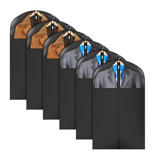 Univivi Garment Bag Suit Bag for Storage and Travel, 40 Inch, Set of 6 - size: 24"X40"-6pcs - Black