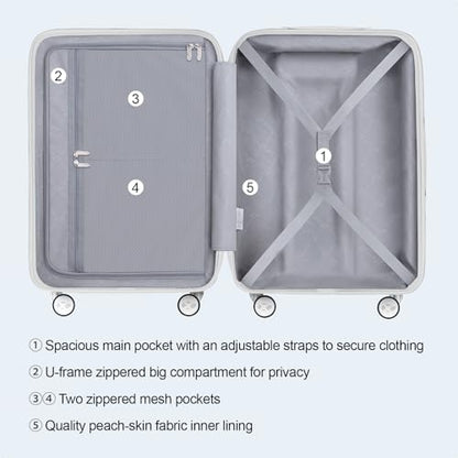 MGB 24 Inch Checked Hard Shell Suitcase, Scratch Resistant with TSA Lock - color: Silver, size: 24 Inch - Checked