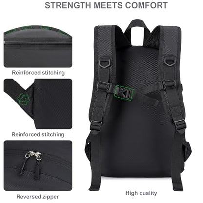 Lightweight Hiking Backpack 30L Packable Foldable Daypack Collapsible Travel Bag Water-Resistant for Women Men (Black) - color: Black, size: Large