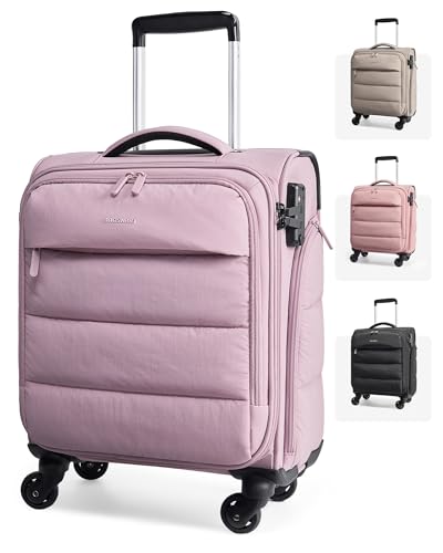 BAGSMART Softside Underseat Personal Item Suitcase with Wheels, Purple - color: Purple, size: 16-inch