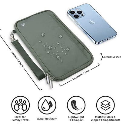 WALNEW Passport Holder for Travel Family, RFID Blocking Passport Wallet - color: Gray