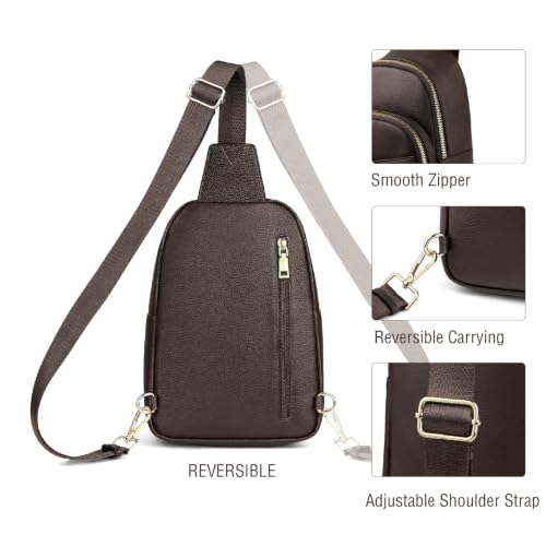 Anti Theft Sling Bag Leather Fanny Pack for Women Medium, Coffee - color: Coffee