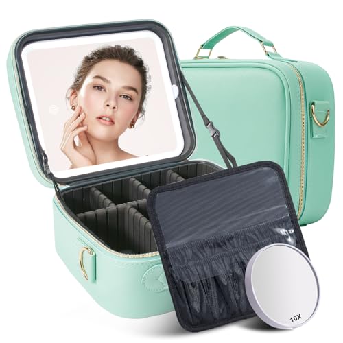 Mocado Travel Makeup Bag with Mirror Travel Makeup Organizer Makeup Case - color: Powdery Green