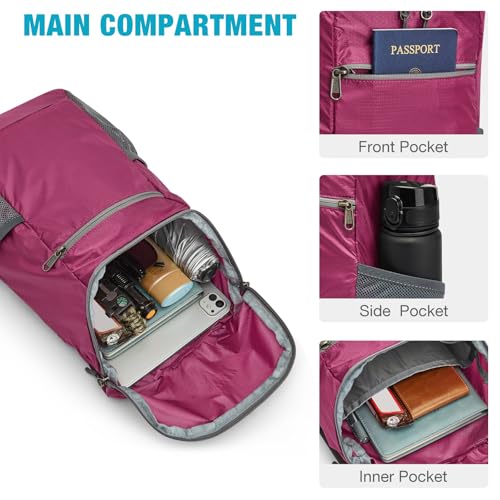 G4Free 10L Lightweight Packable Hiking Backpack, Nylon Daypack Daily Travel - color: Rose, size: Small