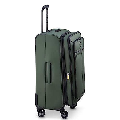 DELSEY PARIS Sky Lite 24-Inch Medium Lightweight Check-In Luggage - Water-Resistant Polyester, Dual Spinner Wheels, Multiple Exterior Pockets, Green - Softside Bag for Easy Travel - size: Checked-Medium 24 Inch