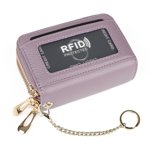 imeetu RFID Credit Card Holder, Small Card Wallet Women, Leather Card Case - color: Max - Light Purple, size: Max