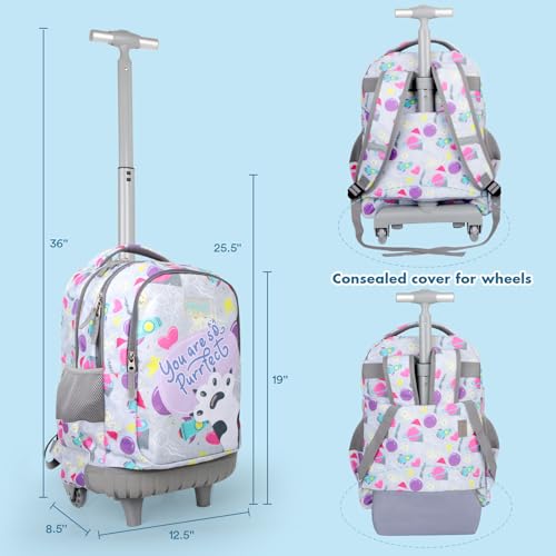 Tilami Rolling Backpack for Kids 18 Inch Wheeled Bookbag for Boys & Girls for School & Travel,Claw - color: Claw