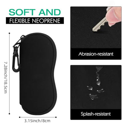 MoKo Sunglasses Soft Case Ultra Light Neoprene Zipper Eyeglass Case for Men Women - color: Aa-black
