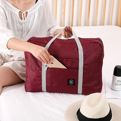 Travel Bag 12 Packes Carry on Luggage Foldable Duffel Bag Sports Gym Bag Weekender Overnight Bag Water Resistant Nylon Travel Duffel for Men Women (Red 12PCS) - color: Red 12
