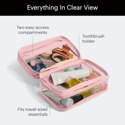 Away Clear Toiletry Bag, Water-Repellent, TSA Approved Travel Organizer - color: Blush Pink