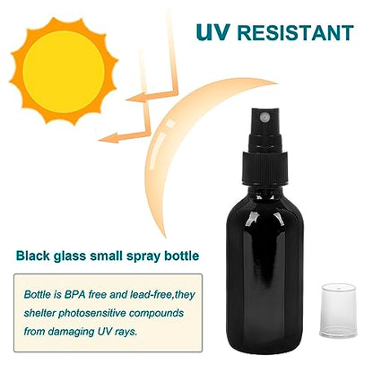 NOOEEISS Black Glass Small Spray Bottle 2 oz 48 Packs,Fine Mist Sprayer Small Clear Bottles,Refillable Containers mini spray bottles for Cleaning Solutions and Skin Care (Black 48pcs) - color: Black, size: 48Pack