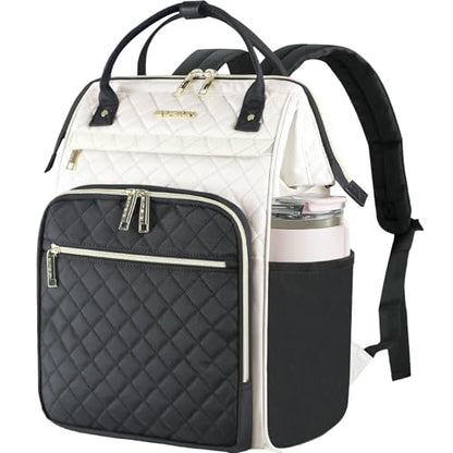 EMPSIGN 17 Inch Laptop Backpack for Women, Beige-Black - color: Beige/Black