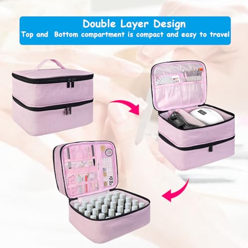 Boczif 2Layer Nail Polish Organizer for 30 Bottles(15ml/0.5 fl.oz)(Pink) - color: Pink