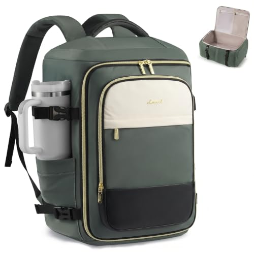 LOVEVOOK Travel Backpack Carry on Flight Approved for Women/Men - color: Slate Green, size: 40L-4PCS