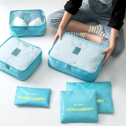 12 Set Travel Packing Cubes Luggage Packing Bags Reusable Lightweight Suitcase Organizer Cubes Set for Travel Accessories (Sky Blue+Pink) - color: sky blue+pink