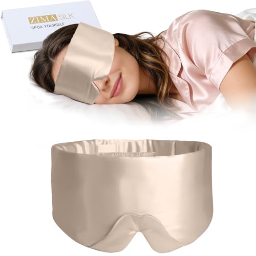 ZIMASILK 22 Momme 100% Mulberry Silk Sleep Mask - Full Silk Filled - color: Taupe