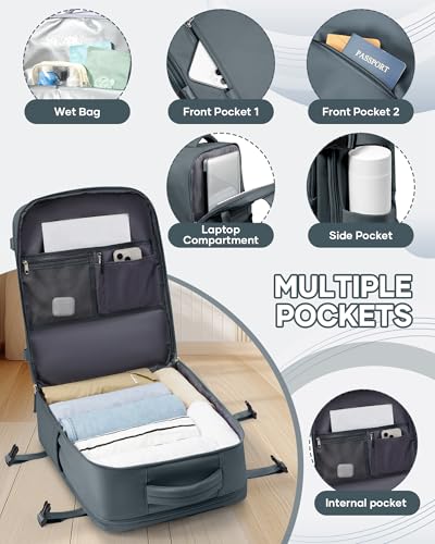 Travel Backpack for Women 18x14x8 Personal Item Tsa Carry On Backpack - color: Greyblue, size: Large