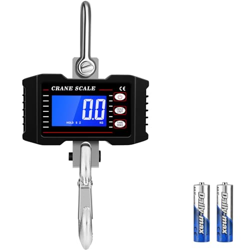 2200lb/1000kg Digital Crane Scale, Heavy Duty Industrial Hanging Scale with Backlit LCD, Tare, Data Hold and Unit Switch for Factory, Construction, Farm