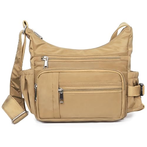 VOLGANIK ROCK RFID Anti Thief Crossbody Bag for Women Waterproof Shoulder Bag Messenger Bag Casual Nylon Purse Handbag - color: Khaki