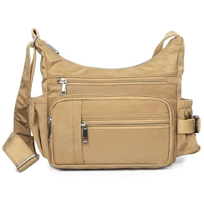 VOLGANIK ROCK RFID Anti Thief Crossbody Bag for Women Waterproof Shoulder Bag Messenger Bag Casual Nylon Purse Handbag - color: Khaki