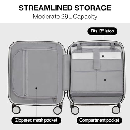 mixi Underseat Carry on Luggage 16 Inch Hardshell PC Suitcase with Spinner Wheels TSA Lock for Travel, Smoke White - color: Smoke White TSA2, size: 16-inch
