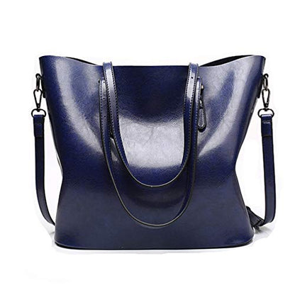 Pahajim Womens PU Leather Tote Handbag Shoulder Purse with Crossbody Strap - color: 2deep Blue